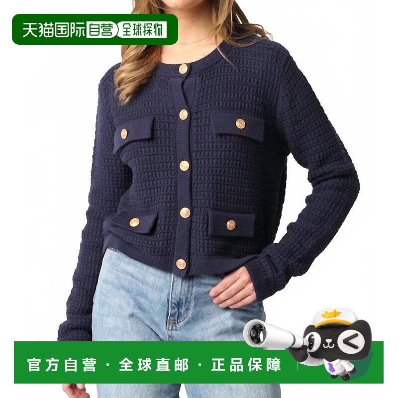 自营olivaceousMaci Knit Button Cardigan In Navy - navy 美国