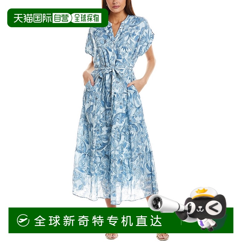 自营Vince Camuto短袖分层衬衫连衣裙-蓝色 【美国奥莱】直发