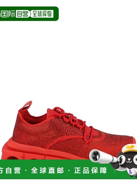 自营 salvatore ferragamoNima Strass水晶装饰运动鞋-红色 美国