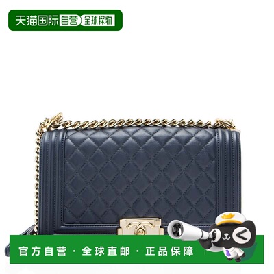 自营Chanel Lambskin Old Medium Boy Bag - blue 美国奥莱直发