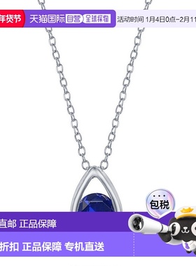 自营 simona纯银梨形项链配圆形“九月诞生石” - 蓝宝石 - 蓝色