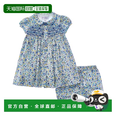 自营 Rachel Riley Pastel Floral Smocked Button-Front Dress -