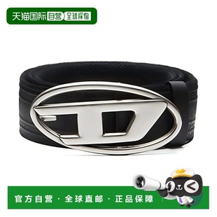 自营 DIESEL迪赛男款品牌Logo金属腰带黑色织物皮带新款
