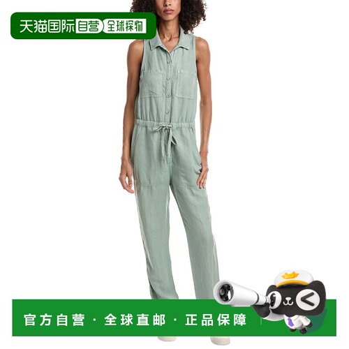 自营Bella Dahl亚麻混纺口袋连身裤-绿色 美国奥莱直发