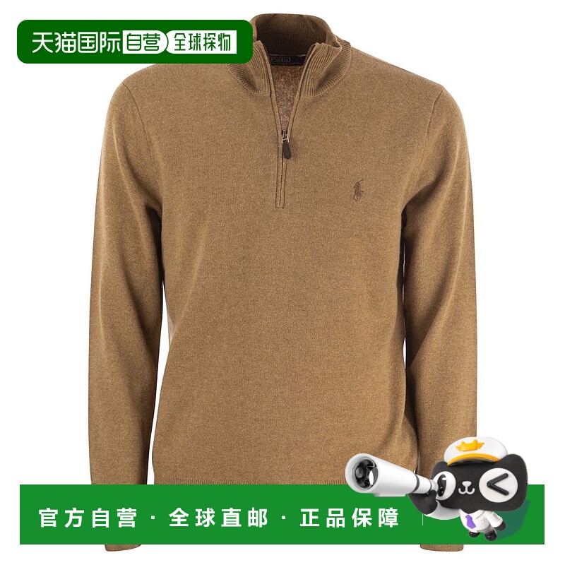 自营polo ralph laurenWool Pullover With Half Zip - brown 美