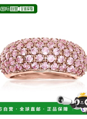 自营 Ross-Simons 14 克拉玫瑰金密镶粉色蓝宝石戒指 - 粉红色 美