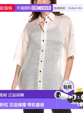 自营Lafayette 148 New York Tab Sleeve Side Slit Shirt - clou