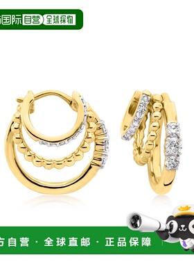 自营Ross-Simons Diamond Beaded Triple-Hoop Earrings in 18kt