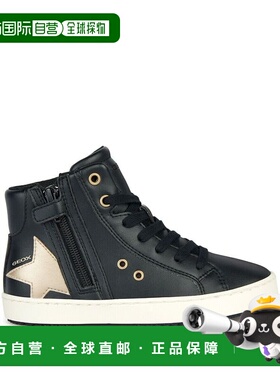 自营Geox Kalispera运动鞋女孩儿童美国3.5黑色高帮生活鞋FZP376-