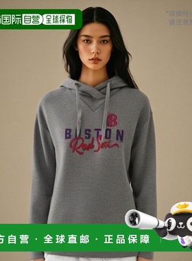 1h可退 【美国直邮】Fanatics 女款浅灰色波士顿红袜队印刷连帽衫