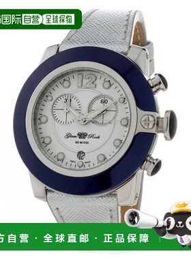 自营GLAM ROCK Leather Dress Women's Watch - silver 美国奥莱