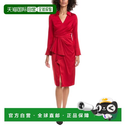 自营aidan mattoxAiden Mattox Satin Midi Dress - red 美国奥莱