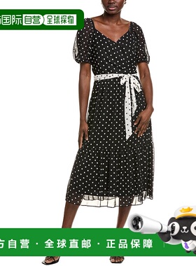 自营 Julia Jordan雪纺迷笛连衣裙-黑色 美国奥莱直发