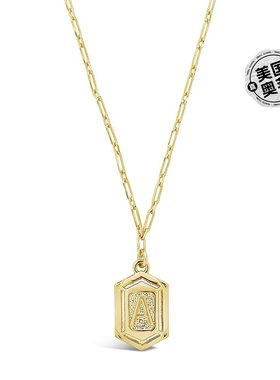 sterling foreverHexagon Tag Initial Necklace - gold-a 【美国