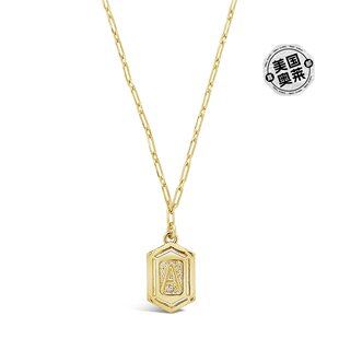 sterling foreverHexagon Tag Initial Necklace - gold-a 【美国
