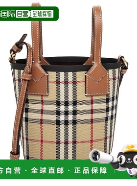 自营Burberry London Mini Check Canvas & Leather Tote - multi
