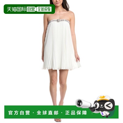 自营Tadashi Shoji Jemny Pleated Chiffon Trapeze Mini Dress -