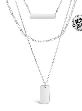 sterling forever三层条形项链 - 金色 - 银白色 【美国奥莱】直