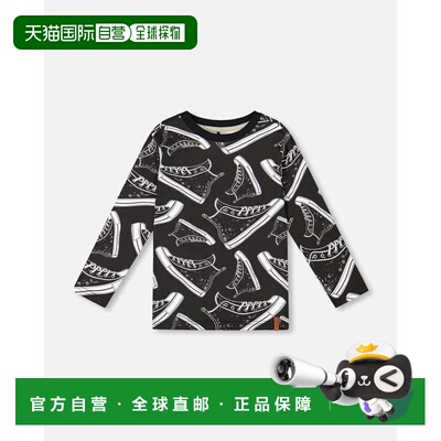 自营deux par deuxLong Sleeve Organic Cotton Allover Print Te