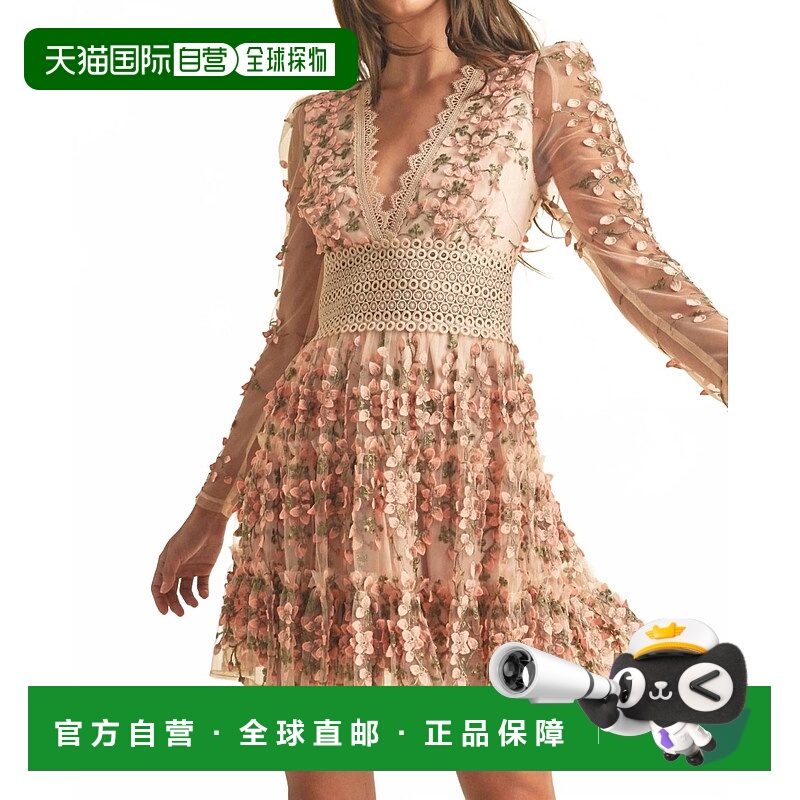 自营endless blu.Felicity Floral Lace Dress In Mauve - mauve