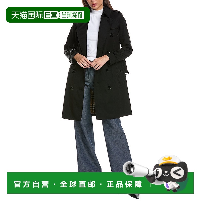 自营 Burberry Kensington风衣-黑色 美国奥莱直发博柏利