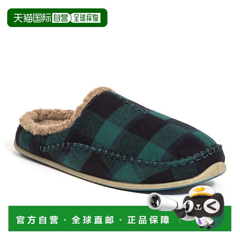 自营Deer Stags北欧男式绿色格子仿羊毛拖鞋JOBB811-绿色 美国奥