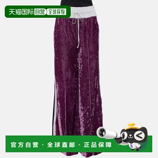 自营Off-White Purple Crushed Velvet Wide Leg Track Pants - p