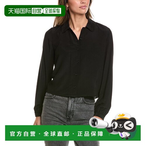 自营FRAME Denim真丝Prim女式衬衫-黑色 美国奥莱直发