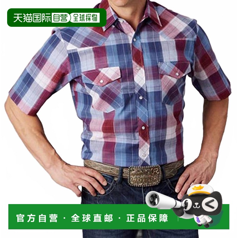 自营 roper男式按扣西式衬衫，红色/蓝色-红色/蓝色 美国奥莱直发