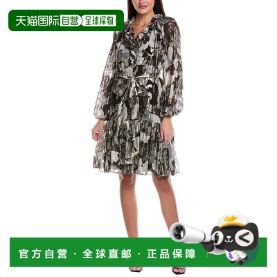 自营 Kobi Halperin Jenson印花真丝混纺连衣裙-白色 美国奥莱直