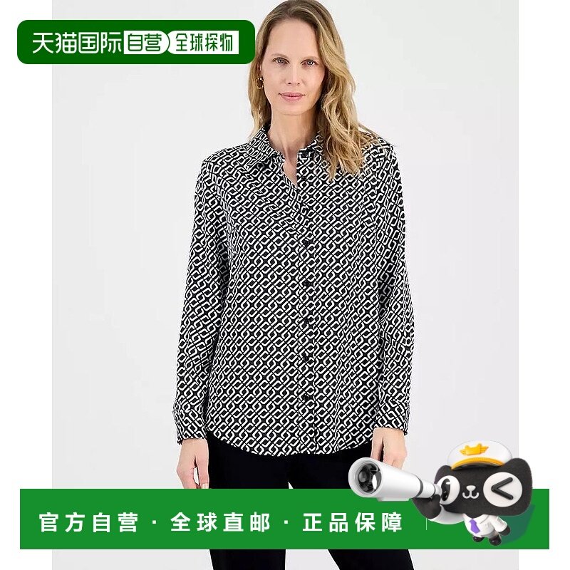 1h可退 【美国直邮】kasper 女士 衬衫长袖花衬衫