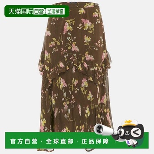 自营Polo Ralph Lauren Brown Floral Print Chiffon Ruffled Mid