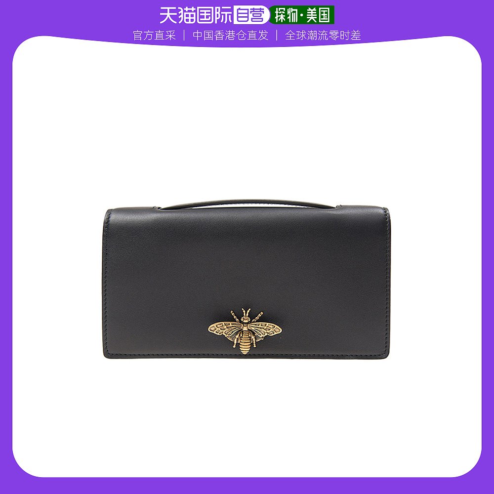 香港直邮Dior 迪奥 女士黑色牛皮蜜蜂装饰皮夹手拿包 M3400CVWV-9