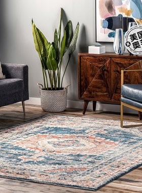 nuLOOM Harley Barbed Mast Medallion Area Rug - blue 【美国奥