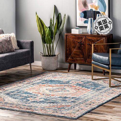 nuLOOM Harley Barbed Mast Medallion Area Rug - blue 【美国奥
