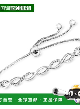 自营 925 纯银 Ross-Simons 钻石扭纹 Bolo 手链 - 白色 美国奥莱