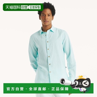 自营 Nautica Mens Linen Shirt - seawater blue 美国奥莱直发