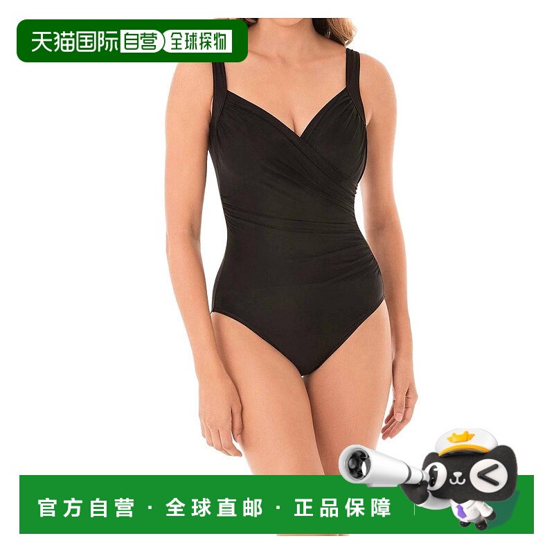 自营 miraclesuit长Torso Sanibel内衣黑色连体泳衣 美国奥莱直发