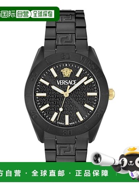 自营versaceV-Dome Aluminum Bracelet Watch - black/black/blac