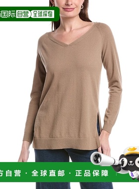 自营Lafayette 148 New York Plaited V-Neck Pullover - pink 美