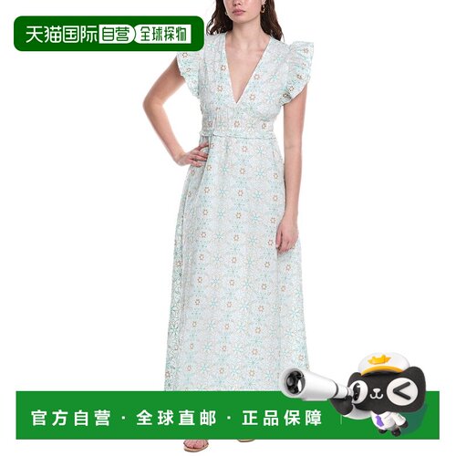 自营Sail to Sable V-Neck Flutter Sleeve Maxi Dress - green