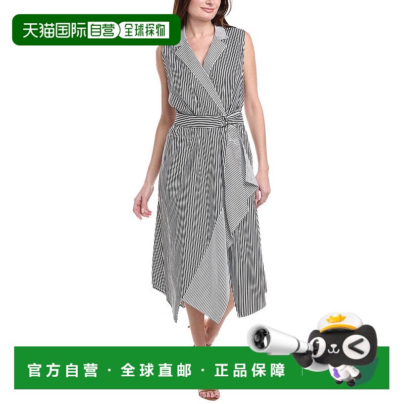 自营Anne Klein Plus手帕翻领裹身迷笛裙-白色 新款 美国奥莱直发