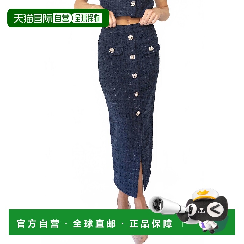 自营mableKennedy Tweed Midi海军蓝裙 美国奥莱直发
