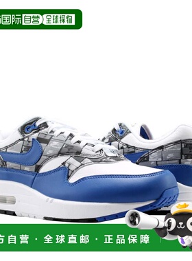 自营Nike Air Max 1 Print白色/Game Royal/灰色男子跑步鞋AQ0927