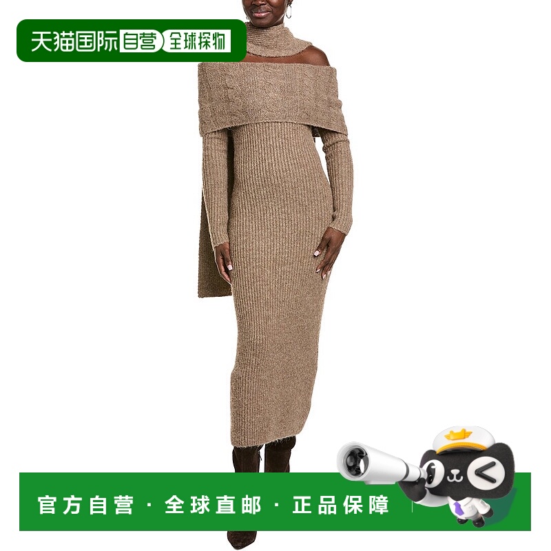 自营Endless Rose Off-Shoulder Wool-Blend Sweaterdress - tan