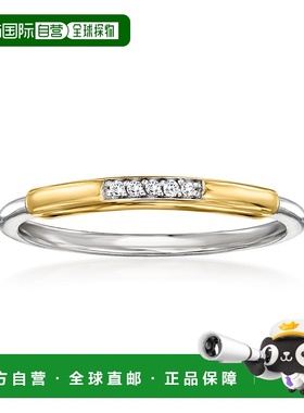 自营 RS Pure by Ross-Simons 925 纯银和 14kt 黄金镶钻戒指 -