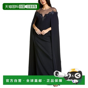Marchesa navy Notte Gown 美国奥莱直发连衣裙长裙 Cape 自营