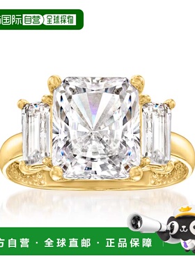 自营 14kt 黄金 Ross-Simons CZ 3 石戒指 - 白色 美国奥莱直发