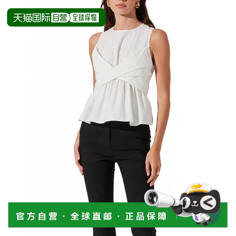 自营astr the label白色Isela Twist覆面棉上衣 美国奥莱直发