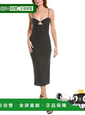 自营 bardot芭铎Aisha Diamante Midi连衣裙-黑色 美国奥莱直发